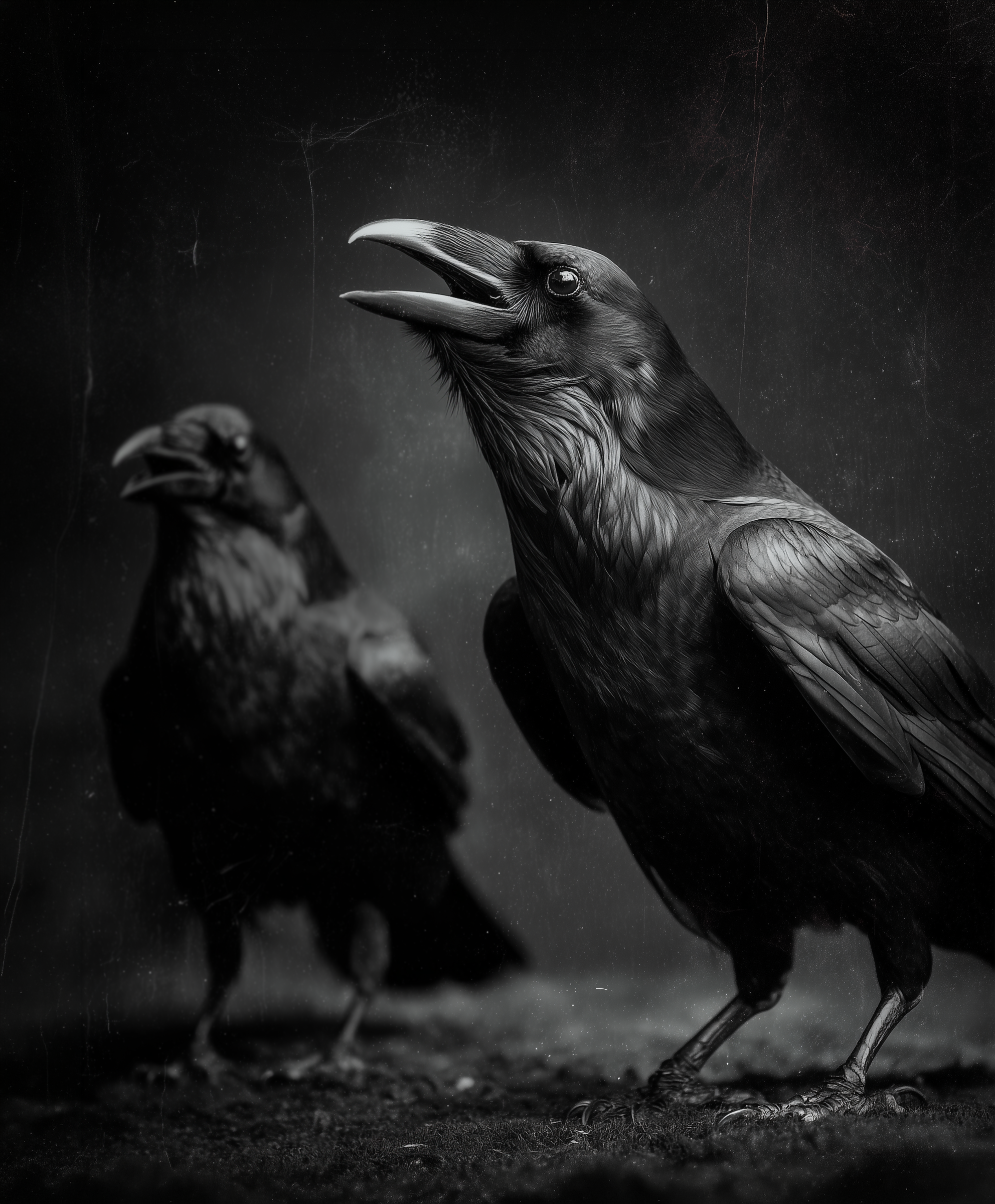 Two Black Ravens at Midnight