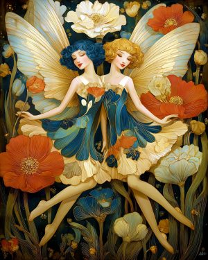 Two Nouveau Fairies - Faires Art Print