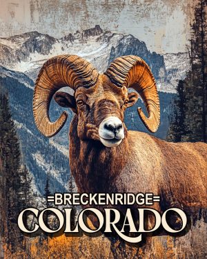 Vintage Bighorn Sheep Ram - Breckenridge, Colorado Souvenir Art Print