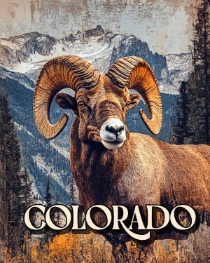 Vintage Bighorn Sheep Ram - Colorado Souvenir Art Print