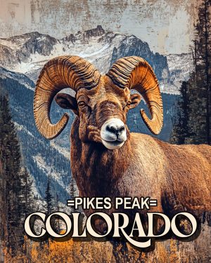 Vintage Bighorn Sheep Ram -  Pikes Peak Souvenir Art Print