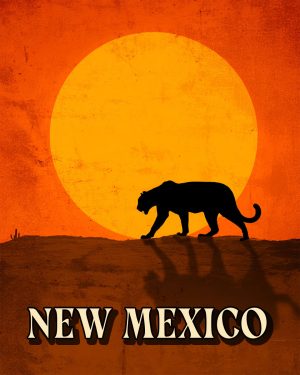 Vintage Cougar on the Prowel -  New Mexico Souvenir Art Print
