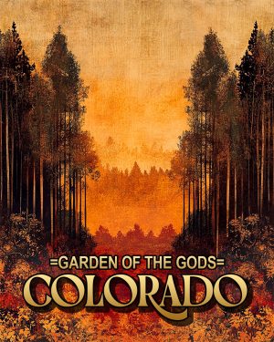 Vintage Nouveau Snowboarder - Garden of the Gods Souvenir Art Print