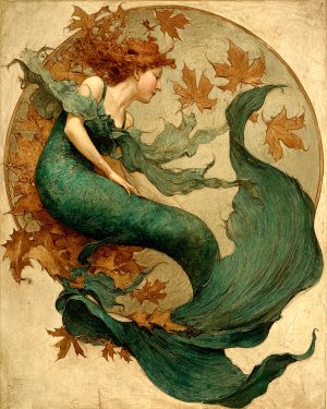 Vintage Style Nouveau Mermaid Wall Art Print