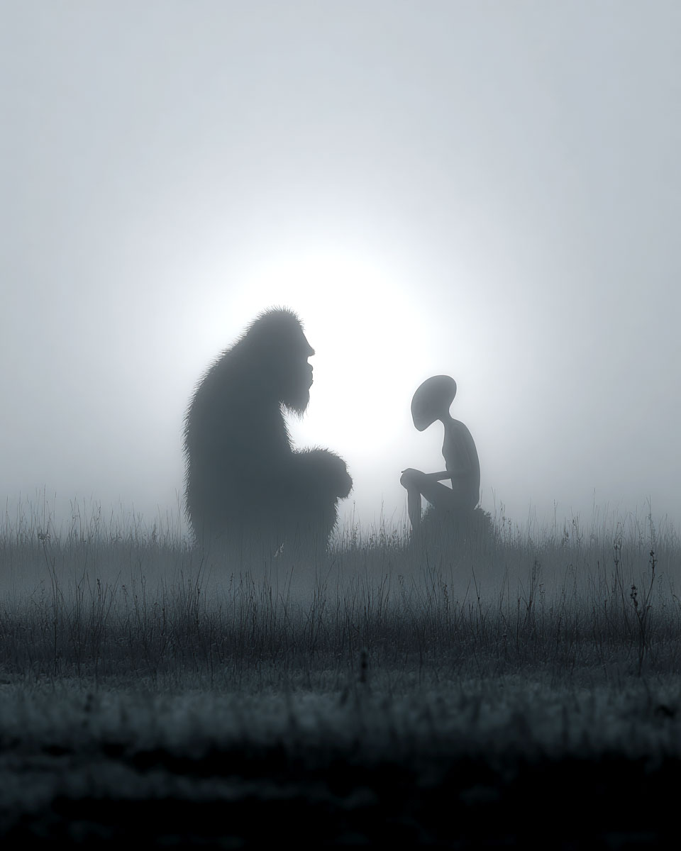 When Did This Show Up? -  Funny Bigfoot Alien Artwork