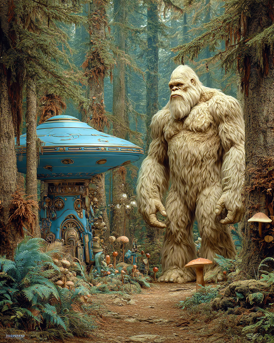Would I Have to Hide on Your Planet? -  Funny Bigfoot Alien Artwork
