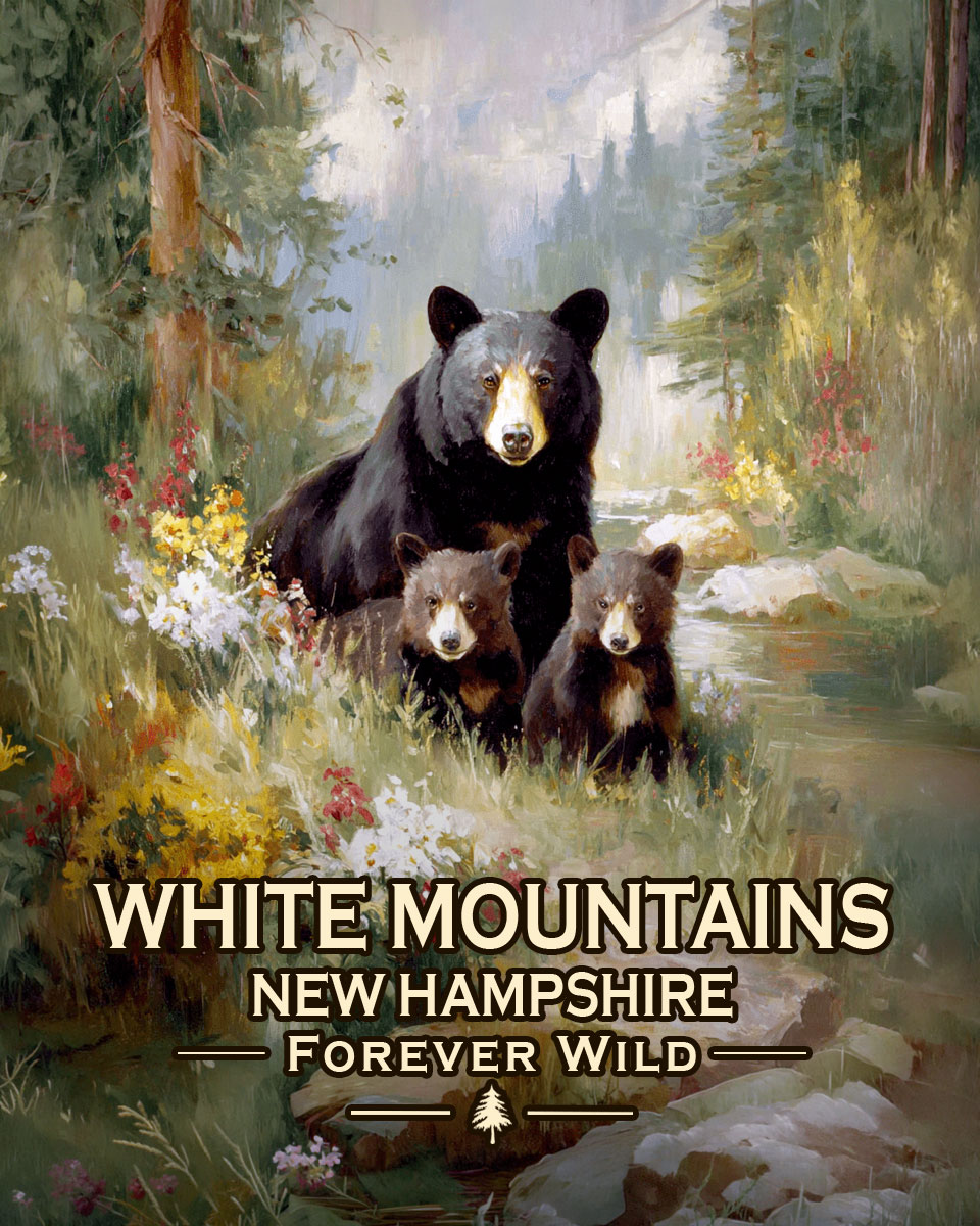 White Mountains, New Hampshire  - Forever Wild - Black Bear Mother and Cubs