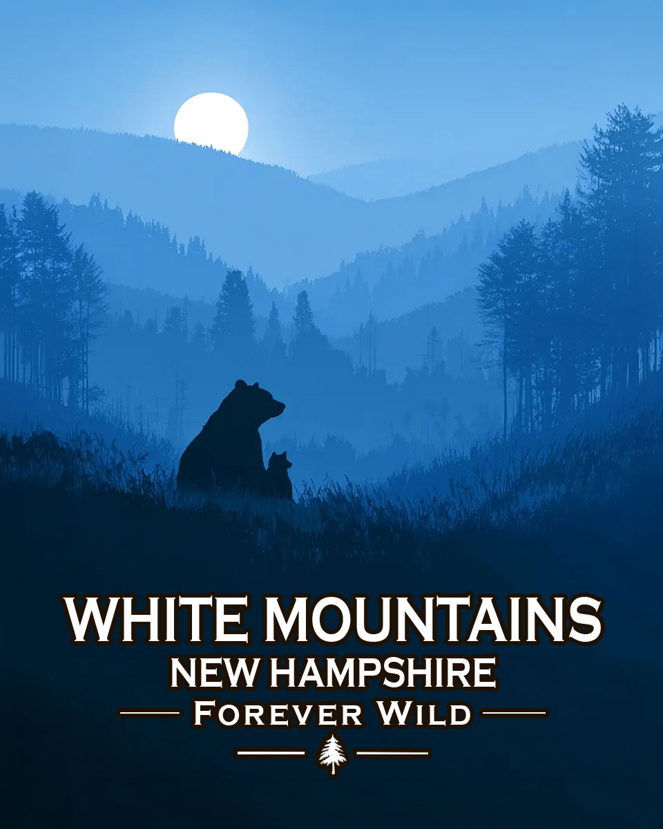 White Mountains, New Hampshire  - Forever Wild - Mother Bear and Cub Enjoy the Evening