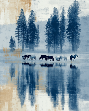 Wild Horses Reflection