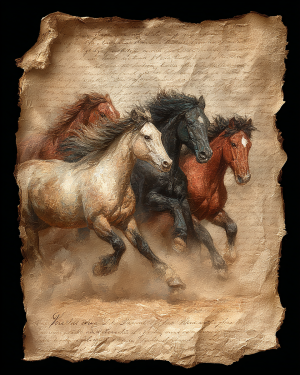 Wild Horses on Parchment