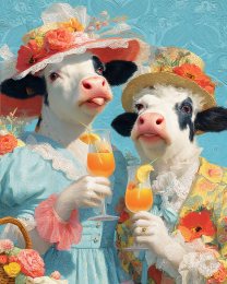 A Couple of Kansas Cows - Funny Wine Art Print