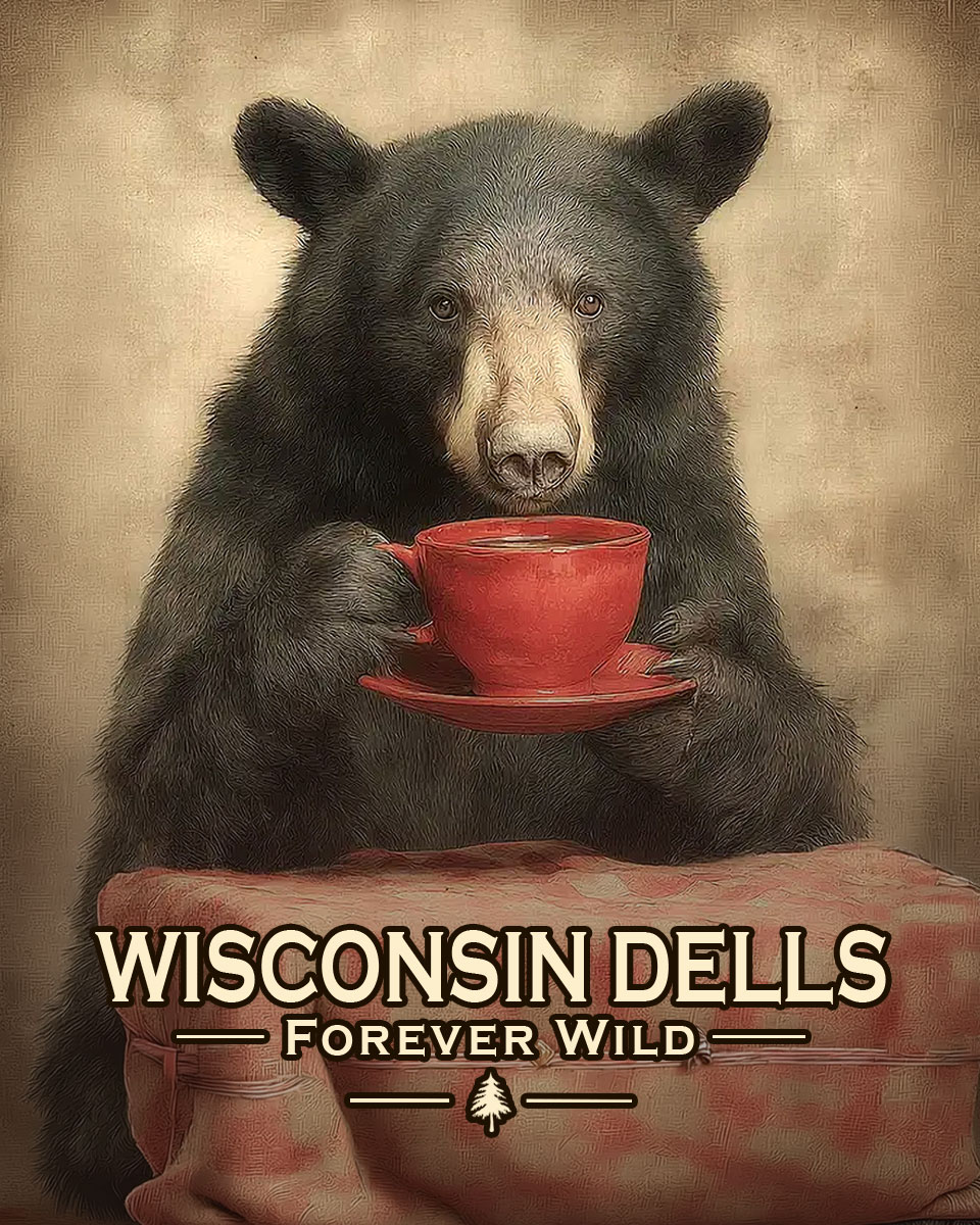 Wisconsin Dells  - Forever Wild - Bear Enjoying a Cup of Coffee