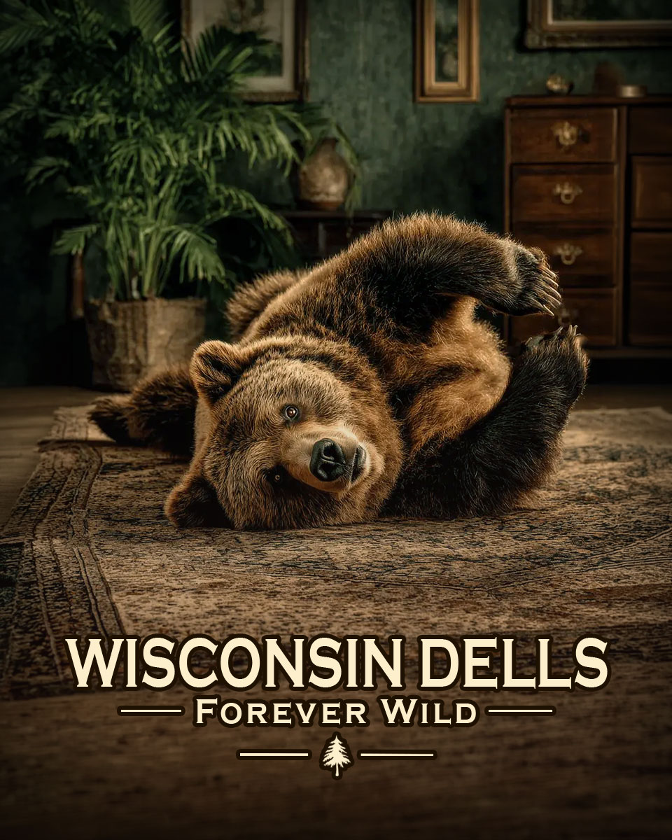 Wisconsin Dells  - Forever Wild - Bear Playing on Rug