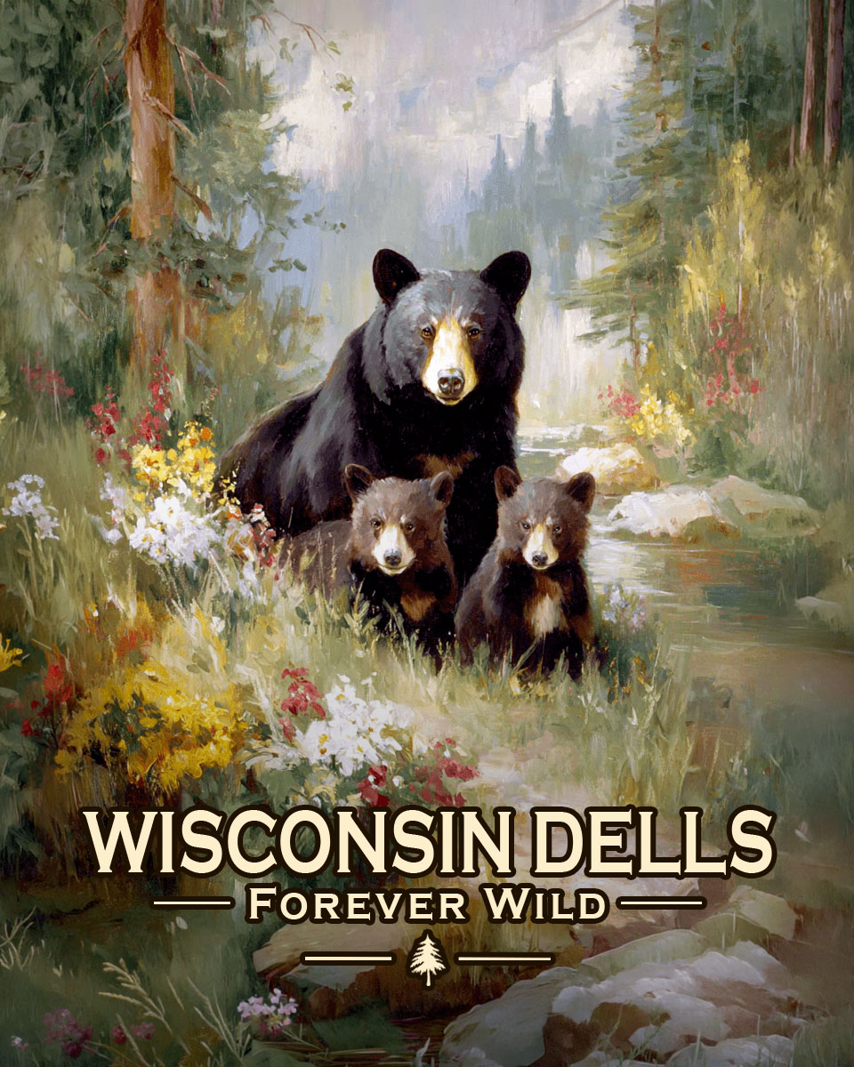 Wisconsin Dells  - Forever Wild - Black Bear Mother and Cubs