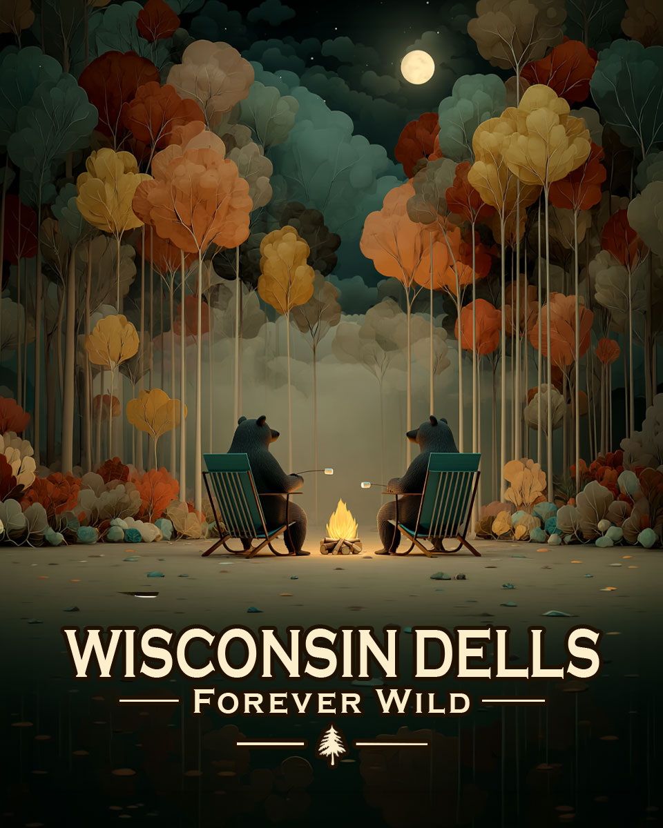 Wisconsin Dells - Forever Wild - Black Bears Roasting Marshmallows