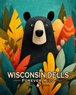 Wisconsin Dells  - Forever Wild - Mid Century Modern Black Bear