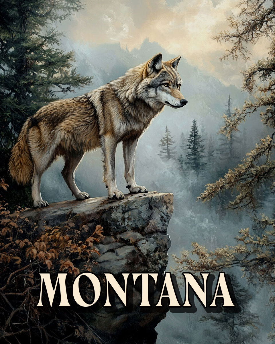 Wolf Looking the Land Over -  Montana Souvenir Art Print