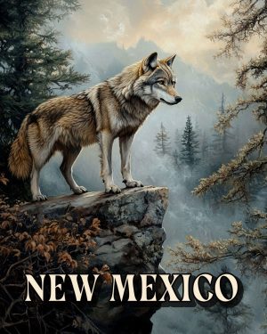 Wolf Looking the Land Over -  New Mexico Souvenir Art Print