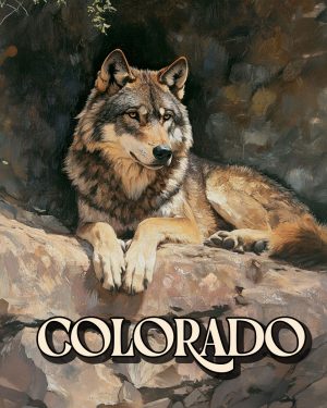 Wolf Resting on Cliff - Colorado Souvenir Art Print