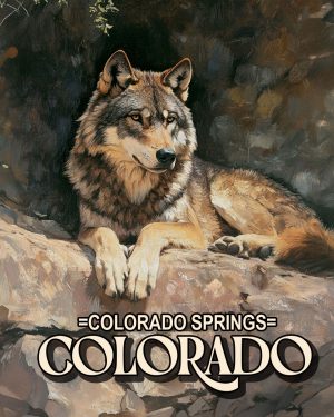 Wolf Resting on Cliff - Colorado Springs Souvenir Art Print