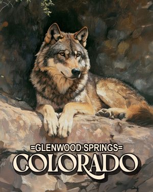 Wolf Resting on Cliff -  Glenwood Springs Souvenir Art Print