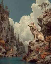 Vintage Style Naturalist Wolf Art Print