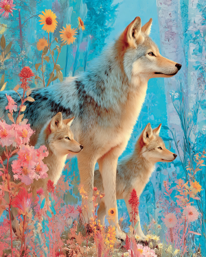 Bright Wolf Family - Wolves Art Print