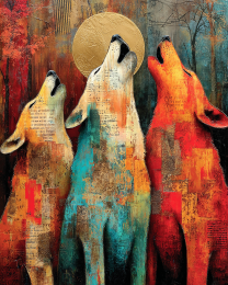 Tres Lobos Aullando - Wolves Art Print