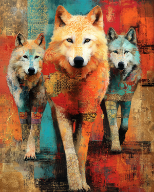 Tres Lobos - Wolves Art Print