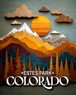 Wood Relief Sunset -  Estes Park Souvenir Art Print