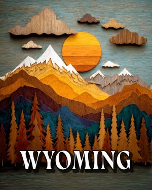 Wood Relief Sunset -  Wyoming Souvenir Art Print