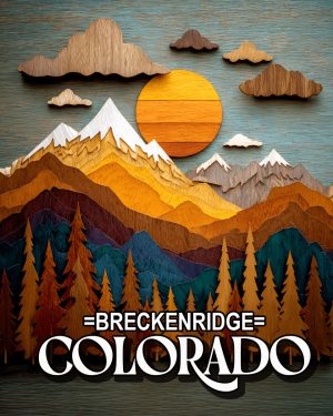 Wood Relief Sunset - Breckenridge, Colorado Souvenir Art Print