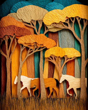 Wood Relief Wild Horses