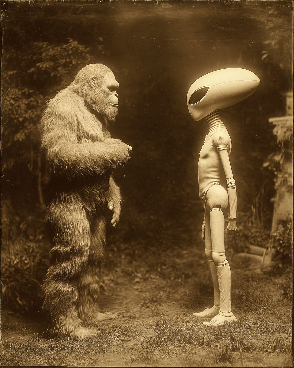 Wouldn't  It Be Great If We Could Grab a Coke Without Freaking Everyone Out? -  Funny Bigfoot Alien Artwork