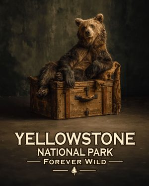 Yellowstone National Park  - Forever Wild - Black Bear Bear Posing on Luggage