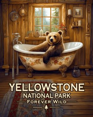 Yellowstone National Park  - Forever Wild - Black Bear in Tub