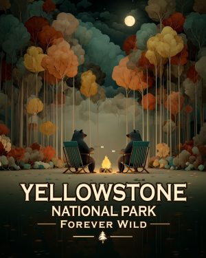 Yellowstone National Park  - Forever Wild - Black Bears Roasting Marshmallows