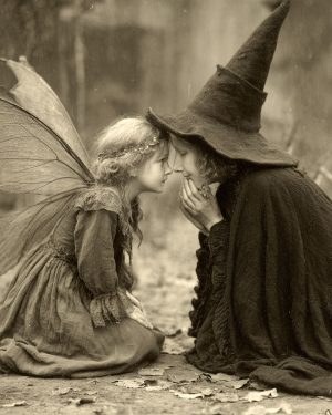 Young Fairy Listening to a Wise Witch Friend - Faires Art Print
