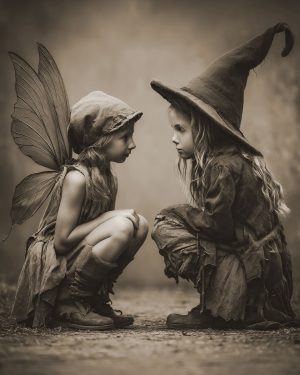 Young Fairy with Her Young Witch Friend - Faires Art Print