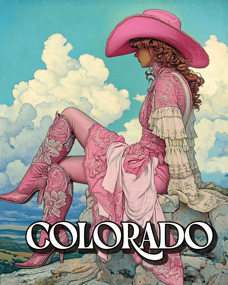 Young Pink Cowgirl - Colorado Souvenir Art Print