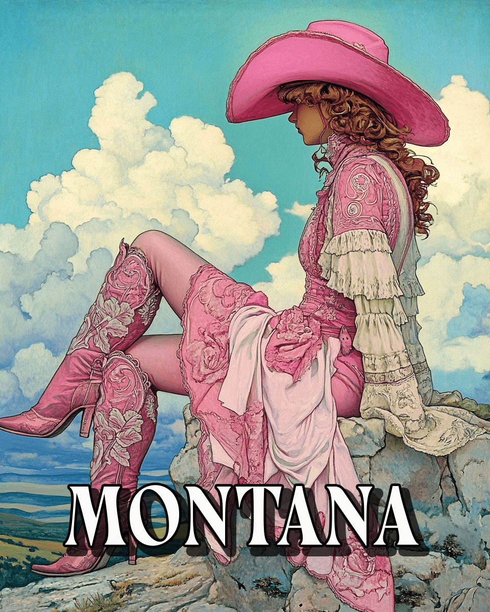 Young Pink Cowgirl -  Montana Souvenir Art Print