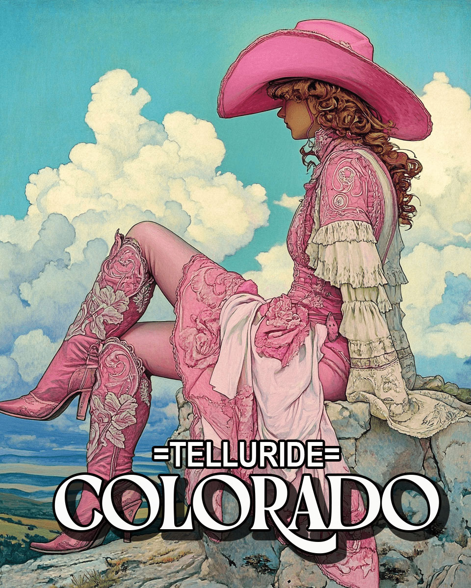 Young Pink Cowgirl -  Telluride Souvenir Art Print