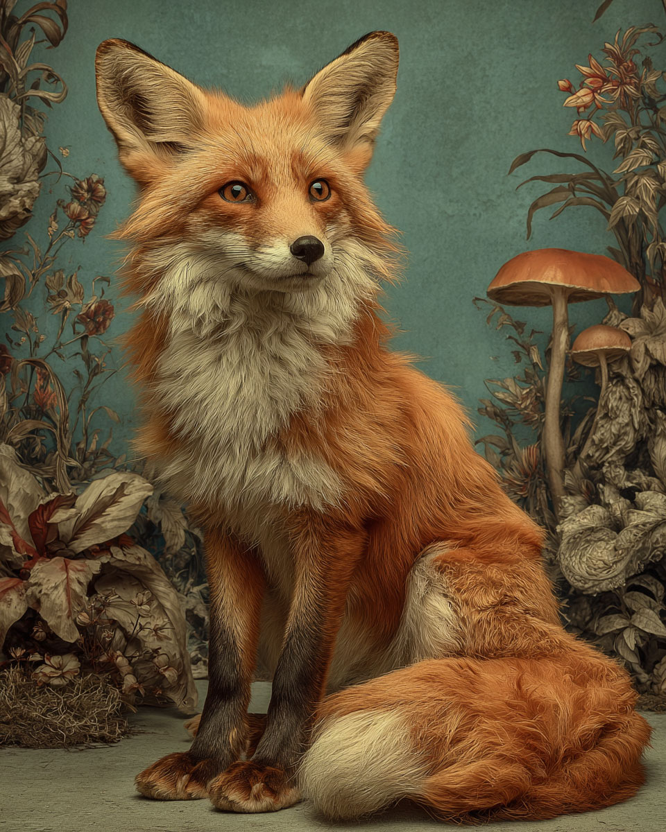 Young Red Fox - Vintage Style Wildlife Art Print