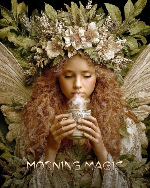 Zelena Nightwing Enjoying a Cup of Coffee - Morning Magic - Faires Art Print