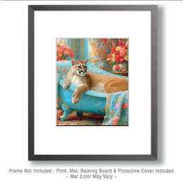 Mountain Lion Lounging in a Bathtub - Funny Bathroom Art