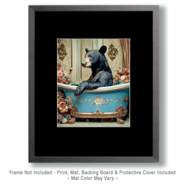 Black Bear Waiting for His Bath - Funny Bathroom Art