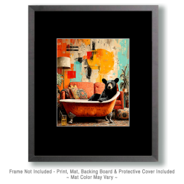 Black Bear Lounging in a Bathtub - Funny Bathroom Art