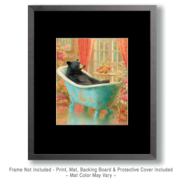 Black Bear Resting in a Bathtub - Funny Bathroom Art
