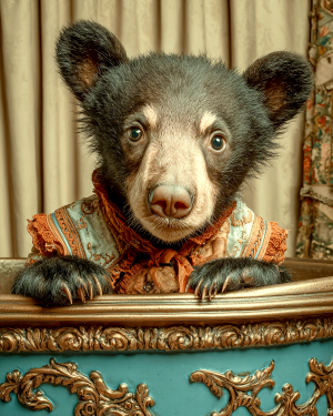 Black Bear Cub in a Sink - Funny Bathroom Art Print