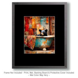 Black Bear Having a Bath - Funny Bathroom Art